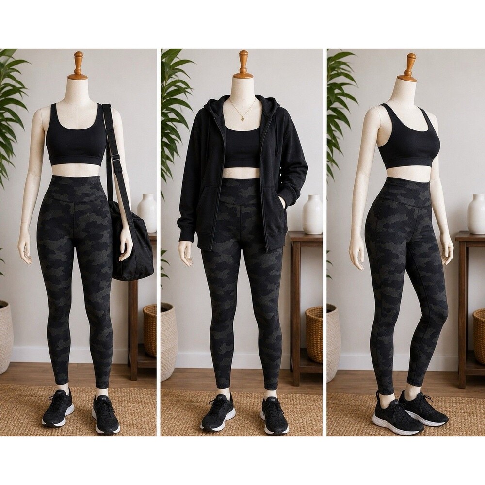 Women’s RBX Camo High  Rise Compres Athletic Activewear Workout Leggings Size XL